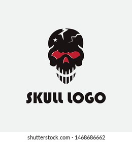 Wings Skull Logo, Vector illustration of colored skull 