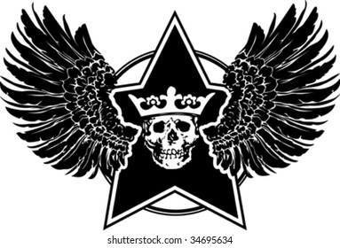 Wings, Skull And Star Sign