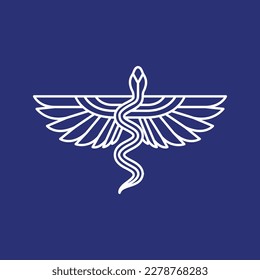 wings with snakes reptile line minimal logo design vector