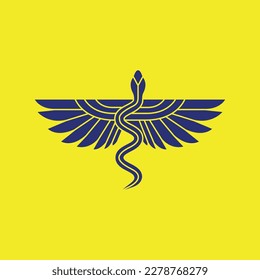 wings with snakes reptile modern colorful logo design vector