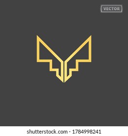 Wings stair luxury logo with clean golden line. Logo design creative geometric initial with letters Y.