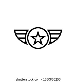 Icono vectorial del ejército de la estrella de las alas para su diseño web