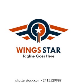 Wings star design logo template illustration