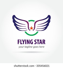 wings star flying abstract vector logo design template paper creative office icon business company symbol concept