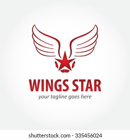 wings star flying abstract vector logo design template paper creative office icon business company symbol concept