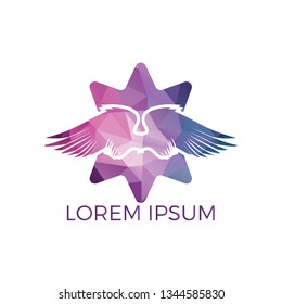 Wings star logo design template. Aircraft Wings Logo icon. Modern Heraldic Wings Logo Linear Flying Airlines Logotype.
