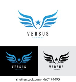 Wings star logo template.