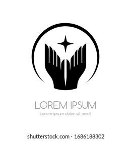 Alas con el logo de la estrella. Emblema vectorial de estilo sencillo.