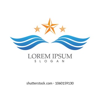 Wings and star sign abstract template icons app,,