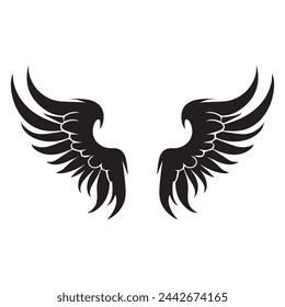 Wings style black icon vector feathers beautiful design.
