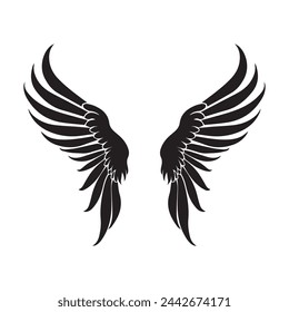 Wings style black icon vector feathers beautiful design.