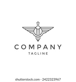 Plantilla de diseño de combinación de logotipo Wings and sable