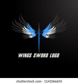 wings sword logo concept for warrior or paladins symbol, sport team logo or mark, or brand of the business company. elegant vector logo illustration design 
