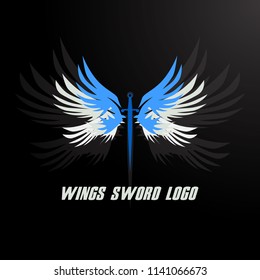 wings sword logo concept for warrior or paladins symbol, sport team logo or mark, or brand of the business company. elegant vector logo illustration design 