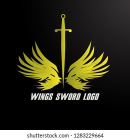 wings sword logo, vector.