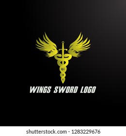 wings sword logo, vector.