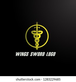 wings sword logo, vector.
