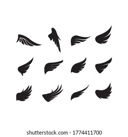 Wings symbol collection, flying eagle bird logo design vector