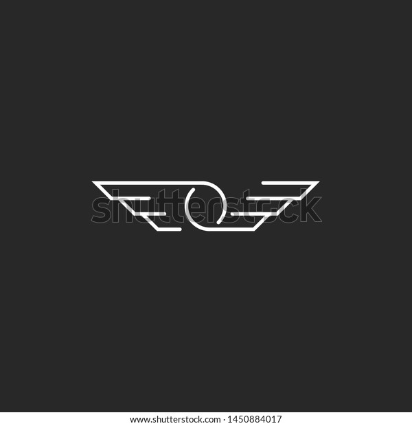 Wings symbol O letter logo,\
minimalist style thin line hipster monogram, creative flying car\
emblem