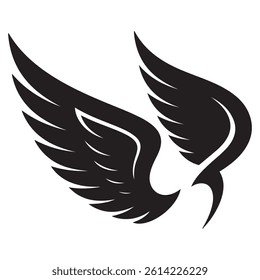 Wings tattoo Vector Black silhouettes. with white background