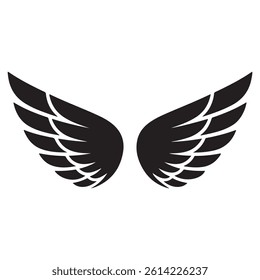 Wings tattoo Vector Black silhouettes. with white background