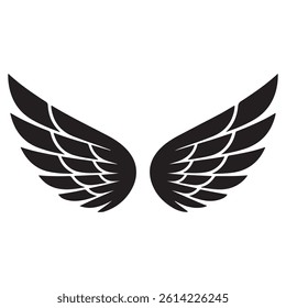 Wings tattoo Vector Black silhouettes. with white background