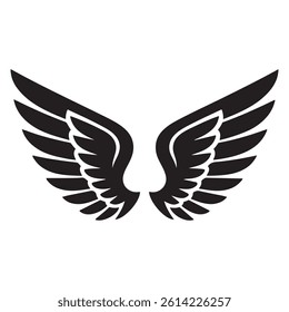 Wings tattoo Vector Black silhouettes. with white background