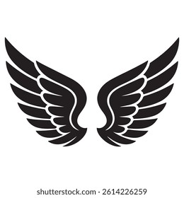 Wings tattoo Vector Black silhouettes. with white background