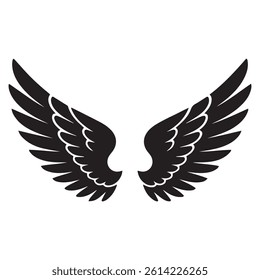 Wings tattoo Vector Black silhouettes. with white background
