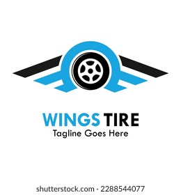 Wings tire design logo template illustration