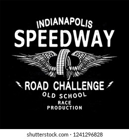 wings and tire race illustration tshirt print