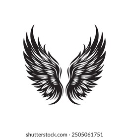 wings vector, art, silhouette black and white design template logo 