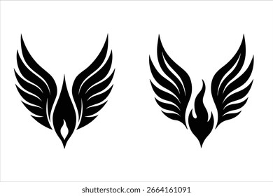 Wings vector art silhouette black and white design template logo