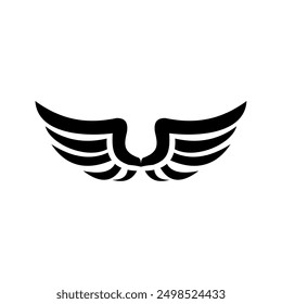 Wings vector black color logo isolated on white background. 