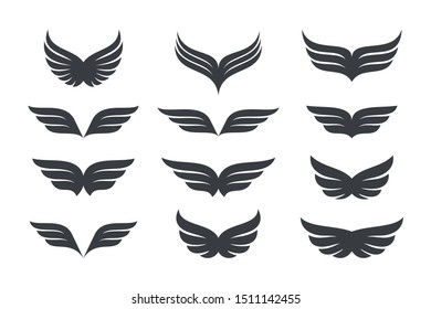 Wings vector Collection. Eagle bird heraldic flying Falcon Phoenix Hawk logo.