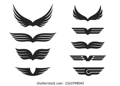 Wings vector Collection. Eagle bird heraldic flying Falcon Phoenix Hawk logo.