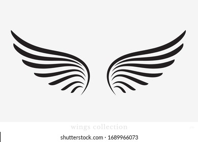 Wings Vector Collection Simple Wing Silhouette Stock Vector (Royalty ...