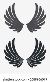 Wings Vector Collection. Simple Wing Silhouette for Heraldry, Tattoo, Logo or Other Symbols