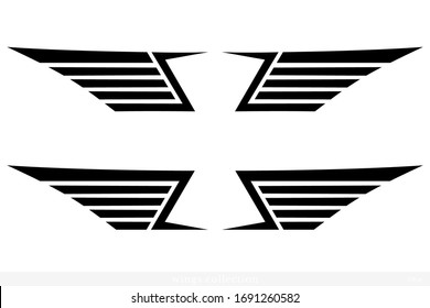 Wings Vector Collection. Simple Wing Silhouette for Heraldry, Tattoo, Logo or Other Symbols