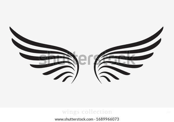 Wings Vector Collection Simple Wing Silhouette Stock Vector (Royalty ...