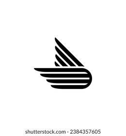 Wings vector icon on white background.