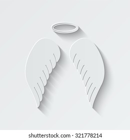 wings vector icon - paper illustration