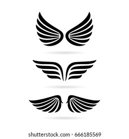 Wings vector icon set on white background