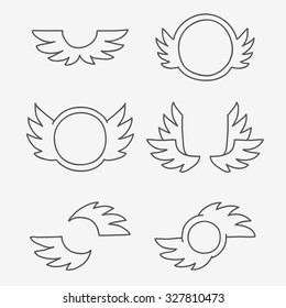 Wings. Vector icons, hand-drawn.