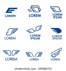 Wings Vector Icons Set. Wing Set, Icon Wing, Feather Wing Bird Illustration.For Banners, Presentations, Web Pages, Logo