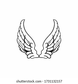 Wings vector illustration. line art wings 