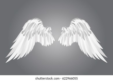 Wings. Vector illustration on grey background.