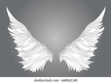 Wings. Vector illustration on white background. Black and white style.