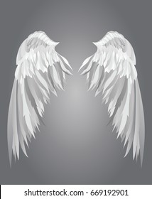 Wings. Vector illustration on white background. Black and white style.