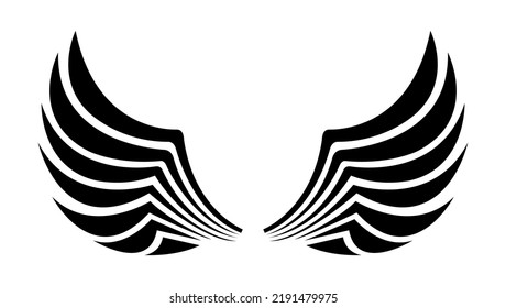 wings vector, isolated illustration abstract pattern on white background, tattoo tribal vector design, simple logo on white background